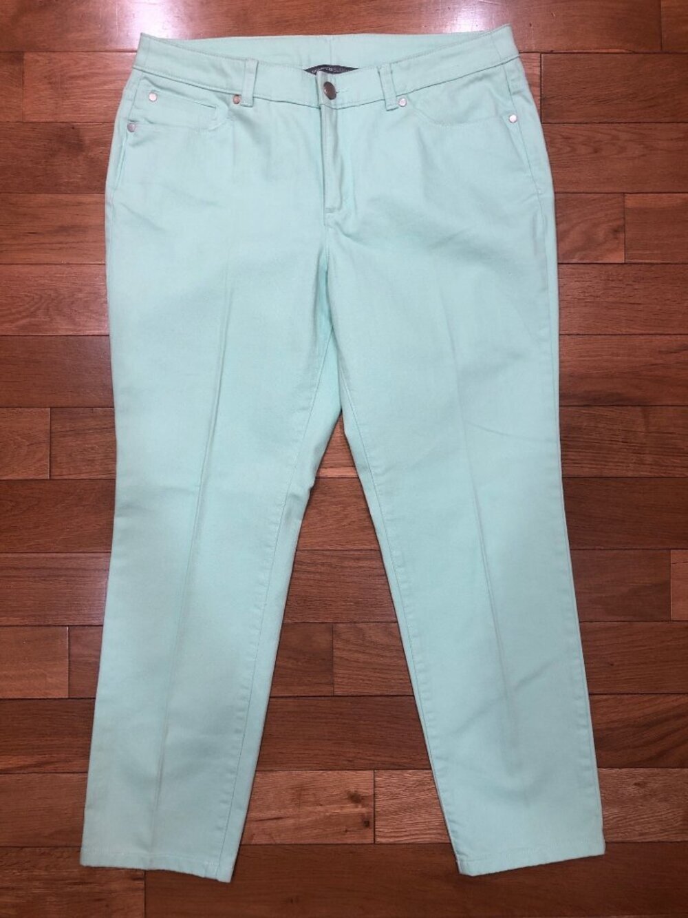 Christopher & Banks Signature Slimming Mid Rise Mint Green Ankle Jeans Size 10